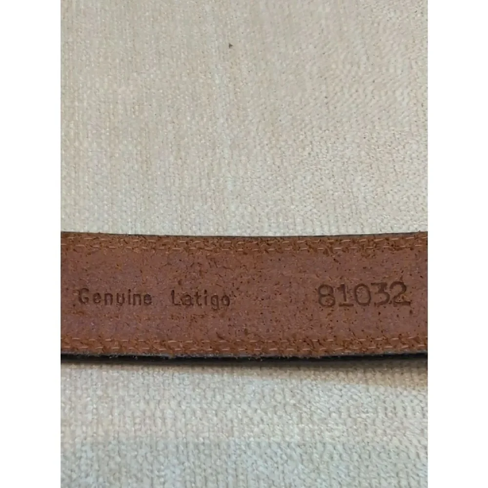 Men's Brown Leather Belt with Solid Brass Buckle Size 52 Made In USA